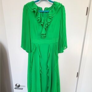 Elegant Green Ruffle High Low Dress